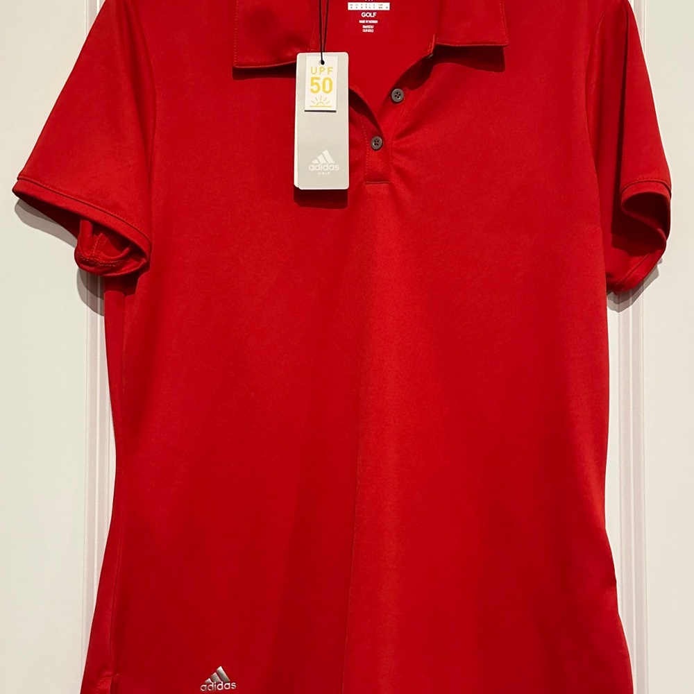 NWT Adidas Collegiate Red Women's Golf Polo